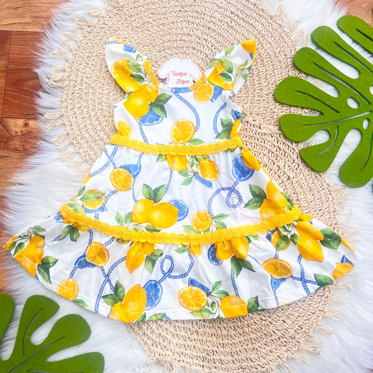Vestido Regata Limões - Off White e Amarelo
